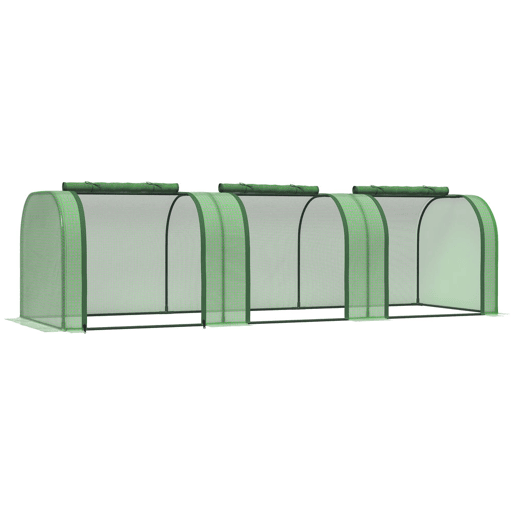 Outsunny Estufa 295x100x80 cm para Jardim Varanda Estufa Pequena para Cultivo de Plantas com 3 Janelas Estrutura de Aço e PVC Verde