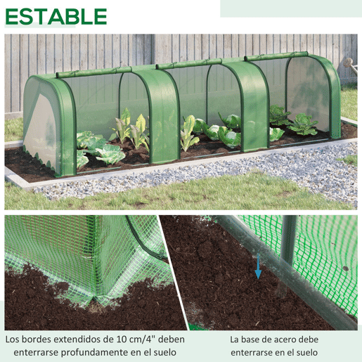 Outsunny Estufa 295x100x80 cm para Jardim Varanda Estufa Pequena para Cultivo de Plantas com 3 Janelas Estrutura de Aço e PVC Verde