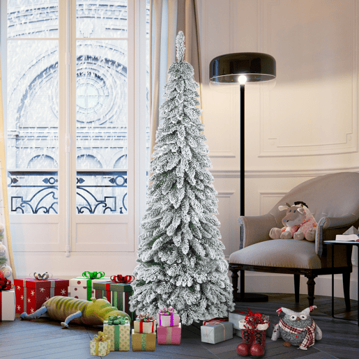HOMCOM Árvore de Natal Artificial 180 cm Árvore de Natal Nevada com 523 Ramos Suporte de Aço Dobrável Decoração para Casa Festas Ø74x180 cm Verde