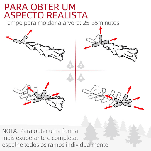 HOMCOM Árvore de Natal Artificial 180 cm Árvore de Natal Nevada com 523 Ramos Suporte de Aço Dobrável Decoração para Casa Festas Ø74x180 cm Verde