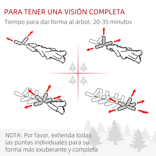 HOMCOM Árvore de Natal Artificial 180 cm Árvore de Natal com 648 Ramos de Agulha de Pinheiro Fácil de Montar e Base Desmontável de Aço Ø70x180 cm Verde