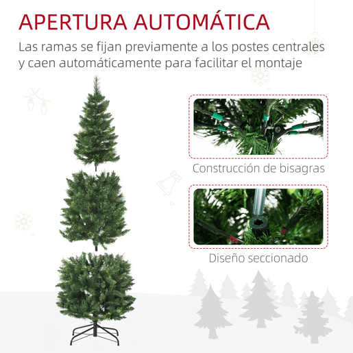 HOMCOM Árvore de Natal Artificial 180 cm Árvore de Natal com 648 Ramos de Agulha de Pinheiro Fácil de Montar e Base Desmontável de Aço Ø70x180 cm Verde