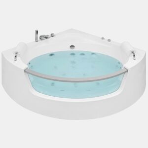 Banheira de hidromassagem de canto com LED MANGLE 2010 x 1500 mm Branco