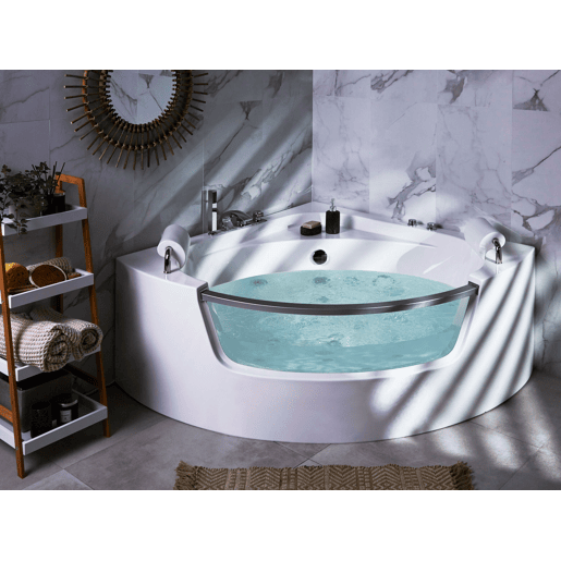 Banheira de hidromassagem de canto com LED MANGLE 2010 x 1500 mm Branco
