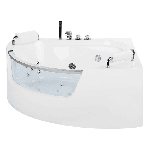 Banheira de hidromassagem de canto com LED MANGLE 2010 x 1500 mm Branco