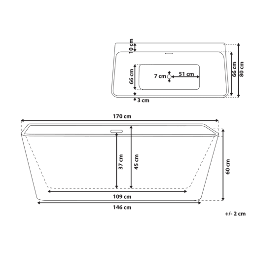 Banheira HASSEL 1700 x 800 mm Preto