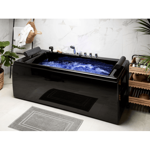 Banheira de hidromassagem de canto com LED MONTEGO Preto