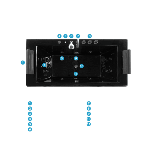 Banheira de hidromassagem de canto com LED MONTEGO Preto