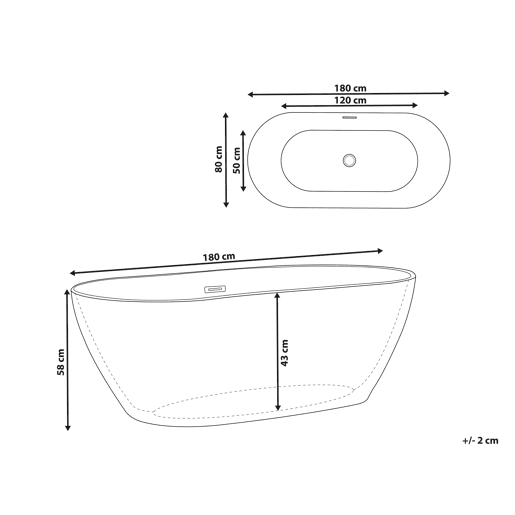 Banheira autónoma CARRERA 1800 x 800 mm Branco