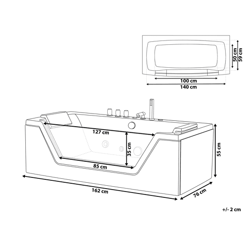 Banheira de hidromassagem de canto com LED SAMANA 1620 x 760 mm Branco