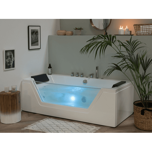 Banheira de hidromassagem de canto com LED SAMANA 1620 x 760 mm Branco