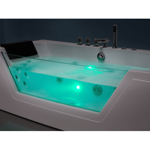 Banheira de hidromassagem de canto com LED SAMANA 1620 x 760 mm Branco