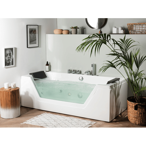 Banheira de hidromassagem de canto com LED SAMANA Branco