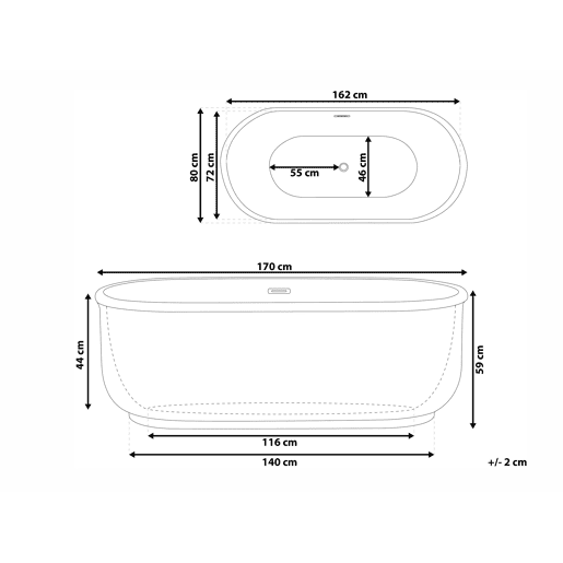 Banheira autónoma PINEL 1700 x 800 mm Branco