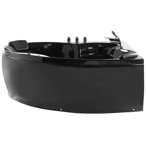 Banheira de hidromassagem de canto com LED SENADO 2050 x 1500 mm Preto