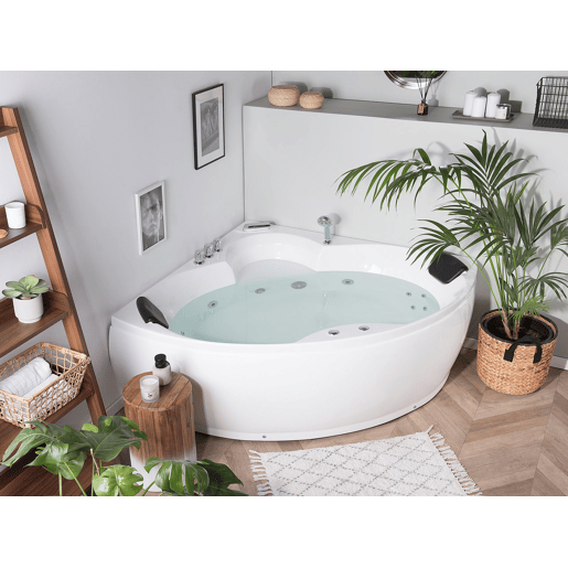 Banheira de hidromassagem de canto com LED SENADO 2050 x 1500 mm Branco