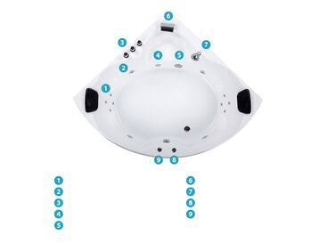 Banheira de hidromassagem de canto com LED SENADO 2050 x 1500 mm Branco