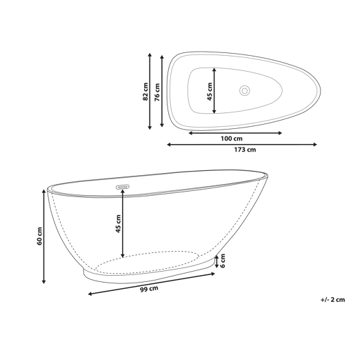 Banheira autónoma GUIANA 1730 x 820 mm Branco