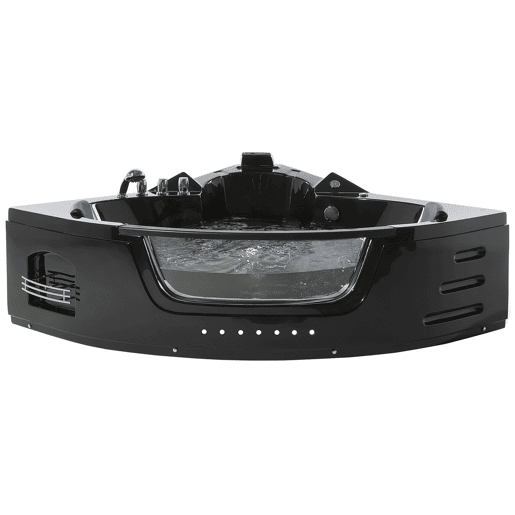 Banheira de hidromassagem de canto com LED MARTINICA 2140 x 1550 mm Preto