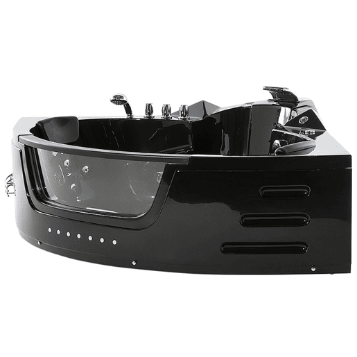 Banheira de hidromassagem de canto com LED MARTINICA 2140 x 1550 mm Preto