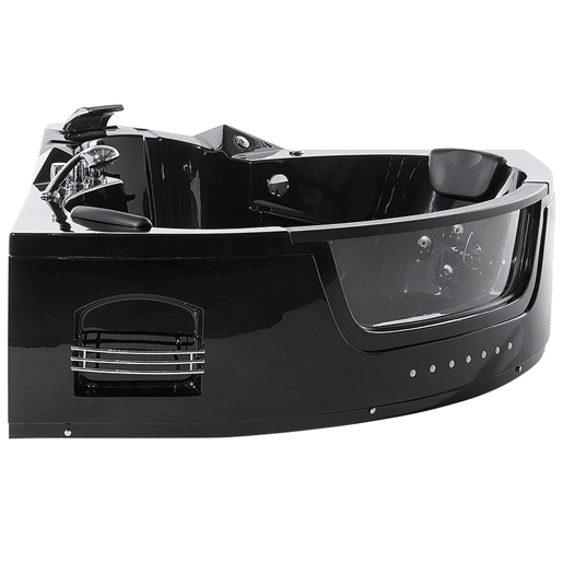 Banheira de hidromassagem de canto com LED MARTINICA 2140 x 1550 mm Preto