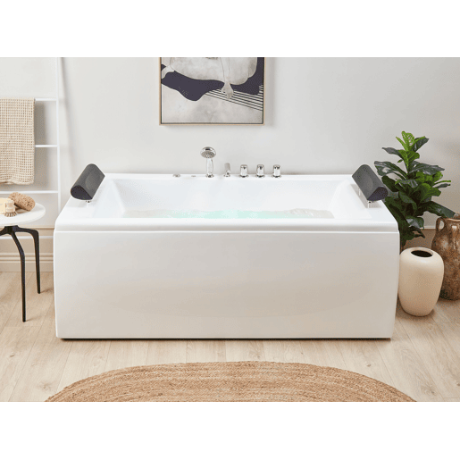 Banheira de hidromassagem de canto com LED MONTEGO Branco