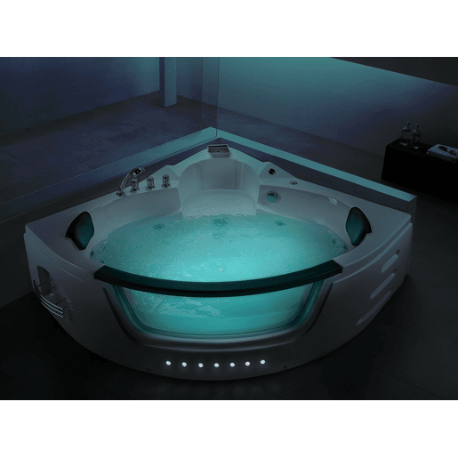 Banheira de hidromassagem de canto com LED MARTINICA 1980 x 1440 mm Branco