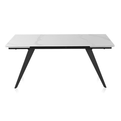 Mesa De Cerâmica Branca Extensiva 180260X95 Cm Suporte De Metal Cor Preta
