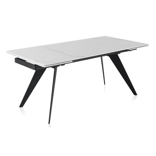 Mesa De Cerâmica Branca Extensiva 180260X95 Cm Suporte De Metal Cor Preta
