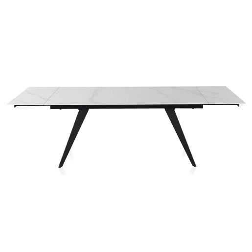Mesa De Cerâmica Branca Extensiva 180260X95 Cm Suporte De Metal Cor Preta