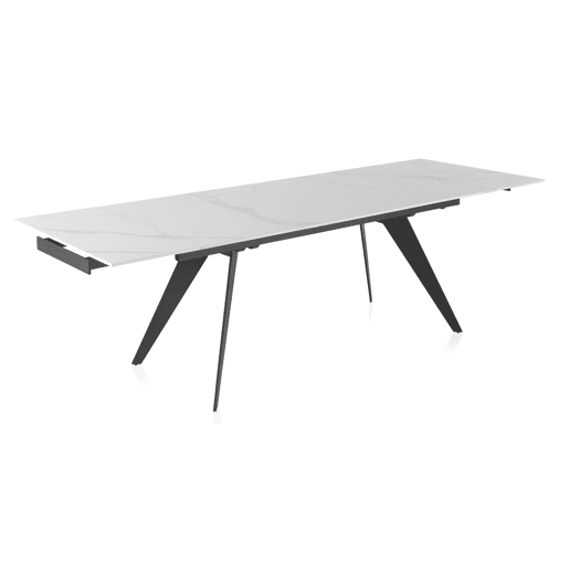 Mesa De Cerâmica Branca Extensiva 180260X95 Cm Suporte De Metal Cor Preta