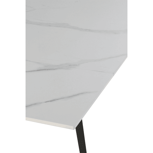 Mesa De Cerâmica Branca Extensiva 180260X95 Cm Suporte De Metal Cor Preta