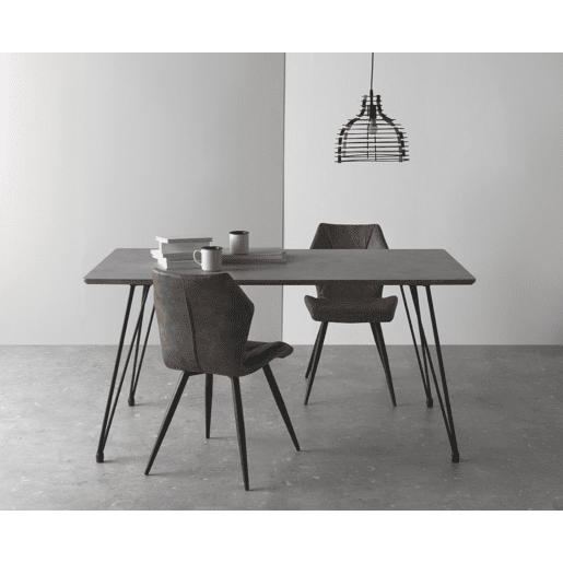 Mesa de melamina efeito concreto e pernas de metal 160X90 cm