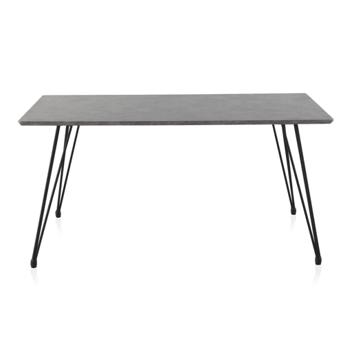 Mesa de melamina efeito concreto e pernas de metal 160X90 cm
