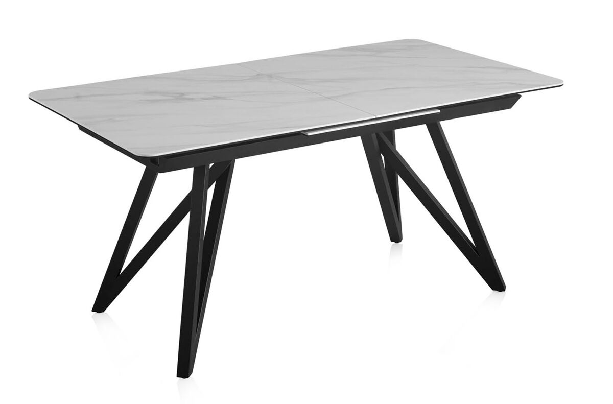 Mesa extensible con tapa de cerámica y patas de metal 160x90