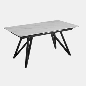 Mesa extensível branca tampo de cerâmica e pernas de metal 160210X90 cm