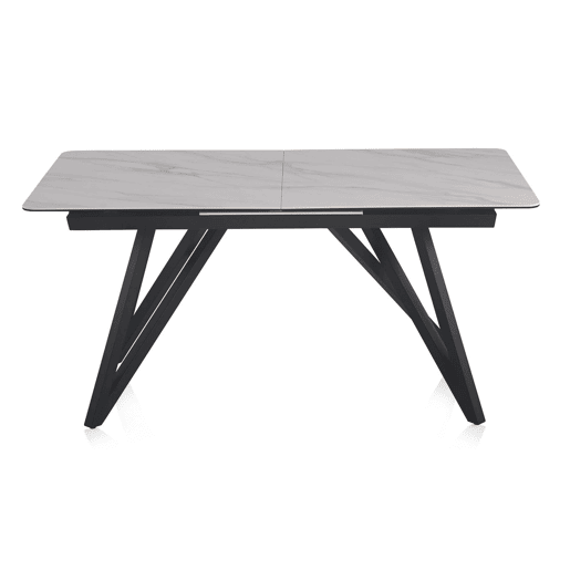 Mesa extensível branca tampo de cerâmica e pernas de metal 160210X90 cm