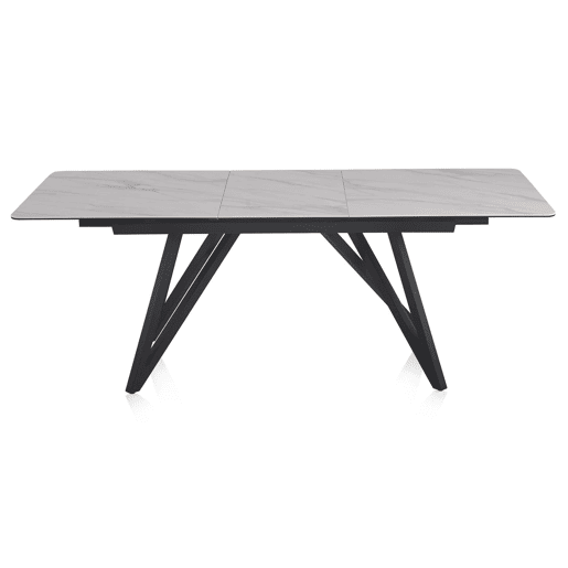 Mesa extensível branca tampo de cerâmica e pernas de metal 160210X90 cm