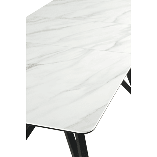Mesa extensível branca tampo de cerâmica e pernas de metal 160210X90 cm