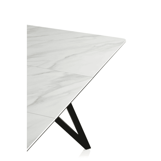 Mesa extensível branca tampo de cerâmica e pernas de metal 160210X90 cm