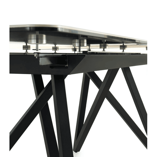 Mesa extensível branca tampo de cerâmica e pernas de metal 160210X90 cm