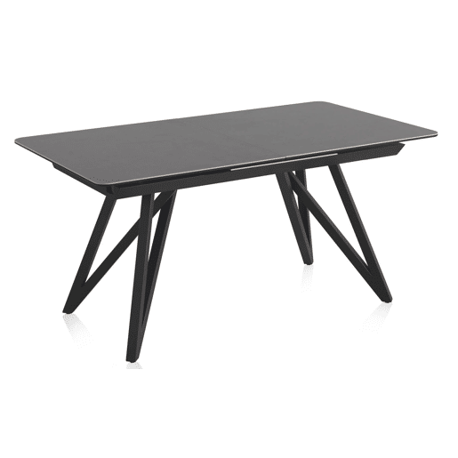 Mesa extensível cinza escuro tampo de cerâmica e pernas de metal 160210X90 cm