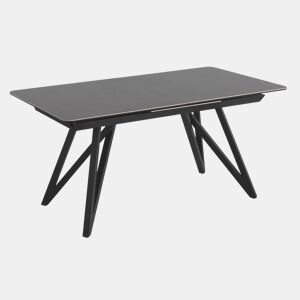Mesa extensível cinza escuro tampo de cerâmica e pernas de metal 160210X90 cm
