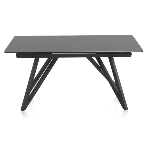 Mesa extensível cinza escuro tampo de cerâmica e pernas de metal 160210X90 cm