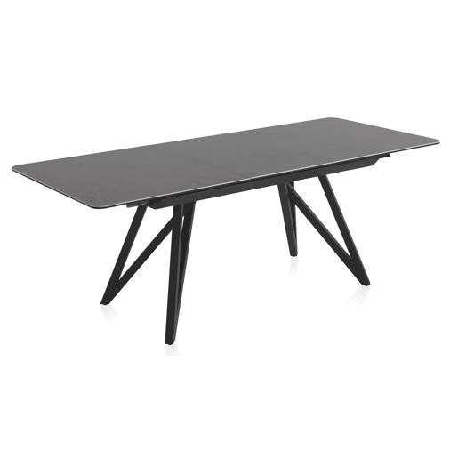 Mesa extensível cinza escuro tampo de cerâmica e pernas de metal 160210X90 cm