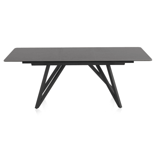 Mesa extensível cinza escuro tampo de cerâmica e pernas de metal 160210X90 cm
