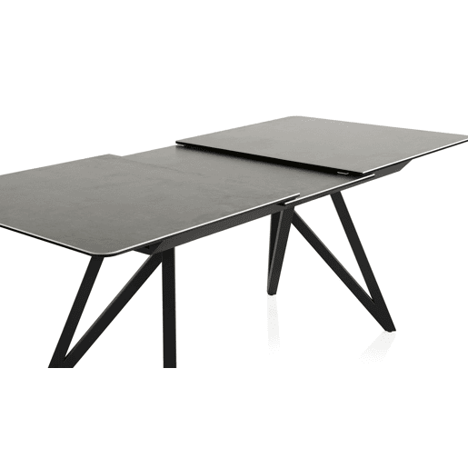 Mesa extensível cinza escuro tampo de cerâmica e pernas de metal 160210X90 cm