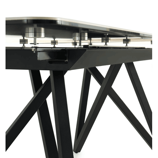 Mesa extensível cinza escuro tampo de cerâmica e pernas de metal 160210X90 cm