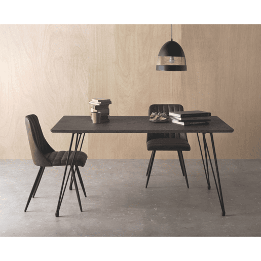 Mesa de melamina com efeito de pedra e pernas de metal 160X90 cm