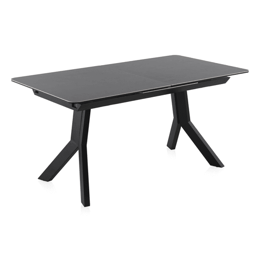 Mesa extensível branca tampo de mármore cerâmico e pernas de metal 160210X90 cm